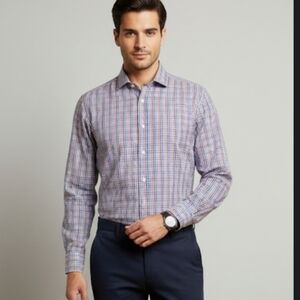 Charles Tyrwhitt  slim fit 17/35 in Men's Checkered Shirt - Red and Blue
